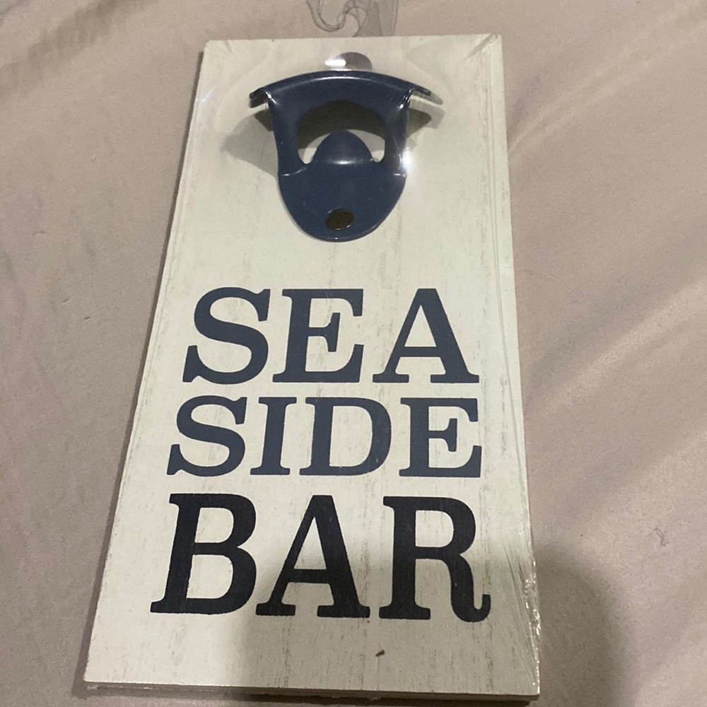 Beach themed bottle opener sign